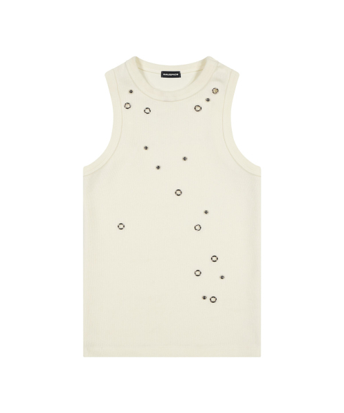 DAUSPICE(ディーオスピス)の「(DUC) Eyelet Stud Tank Top White(Tシャツ/カットソー・レディース・ホワイト・ONE SIZE)」の2枚目の写真