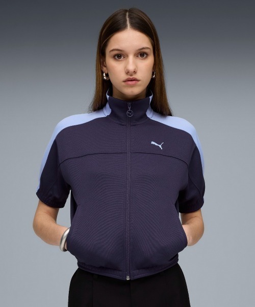 PUMA(プーマ)の「PUMA WNS SHORT SLEEVE TRACK JACKET(プーマ ウィメンズ ショートスリーブ トラックジャケット)(ジャージ・レディース・ブラック系/ブラウン系/ネイビー系・SMALL/MEDIUM/LARGE)」の3枚目の写真