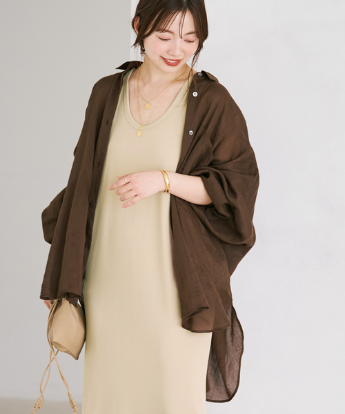 plage(プラージュ)の「RAMIE LYOCELL VOLUME シャツ(シャツ/ブラウス・レディース・ブルー/ベージュ系その他/ブラウン/ホワイト・FREE)」の2枚目の写真
