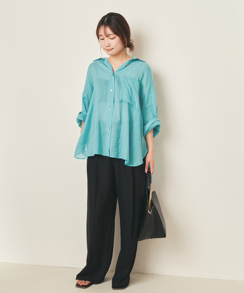 plage(プラージュ)の「RAMIE LYOCELL VOLUME シャツ(シャツ/ブラウス・レディース・ブルー/ベージュ系その他/ブラウン/ホワイト・FREE)」の11枚目の写真