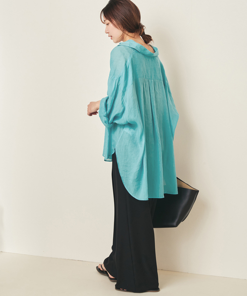plage(プラージュ)の「RAMIE LYOCELL VOLUME シャツ(シャツ/ブラウス・レディース・ブルー/ベージュ系その他/ブラウン/ホワイト・FREE)」の12枚目の写真
