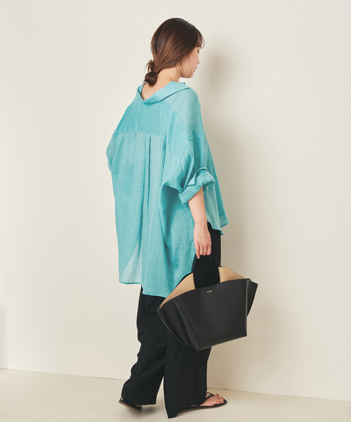 plage(プラージュ)の「RAMIE LYOCELL VOLUME シャツ(シャツ/ブラウス・レディース・ブルー/ベージュ系その他/ブラウン/ホワイト・FREE)」の13枚目の写真