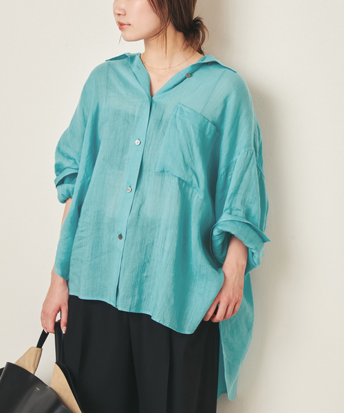 plage(プラージュ)の「RAMIE LYOCELL VOLUME シャツ(シャツ/ブラウス・レディース・ブルー/ベージュ系その他/ブラウン/ホワイト・FREE)」の14枚目の写真