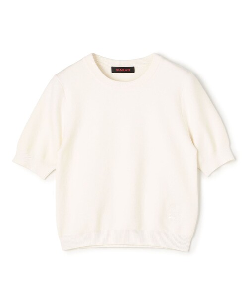 caban(キャバン)の「コットンカシミヤ クルーネックハーフスリーブプルオーバー(ニット/セーター・レディース・ホワイト/ネイビー/グリーン・FREE)」の4枚目の写真