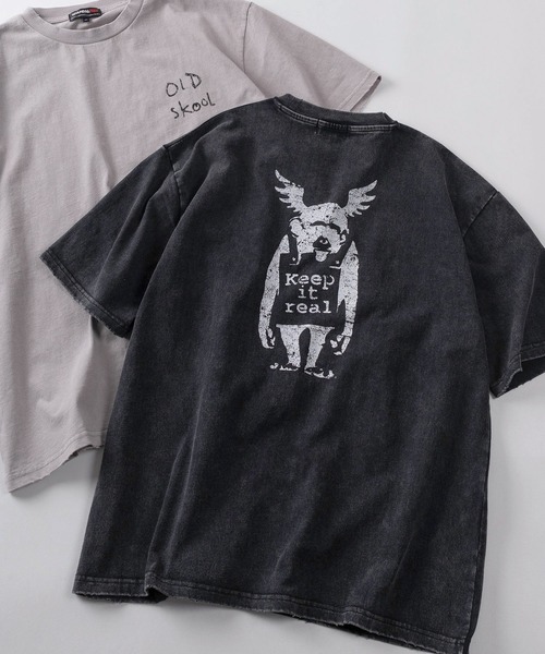 BRANDALISED(ブランダライズド)の「【70】【BRANDALISED/ブランダライズド】バンクシーアートグラフィック スノーウォッシュ バックプリント クルーネックTシャツ(Tシャツ/カットソー・メンズ・ブラウン/アイボリー/ブラック・M/L)」の1枚目の写真