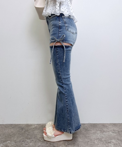 INGNI(イング)の「サイドリボンフレアデニムパンツ(デニムパンツ・レディース・ブルー系その他/ブルー系その他3・M/S)」の6枚目の写真