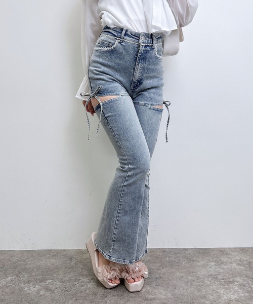 INGNI(イング)の「サイドリボンフレアデニムパンツ(デニムパンツ・レディース・ブルー系その他/ブルー系その他3・M/S)」の10枚目の写真