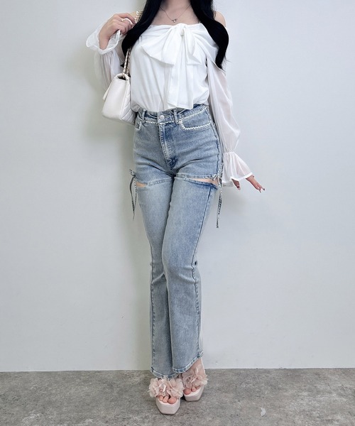 INGNI(イング)の「サイドリボンフレアデニムパンツ(デニムパンツ・レディース・ブルー系その他/ブルー系その他3・M/S)」の14枚目の写真