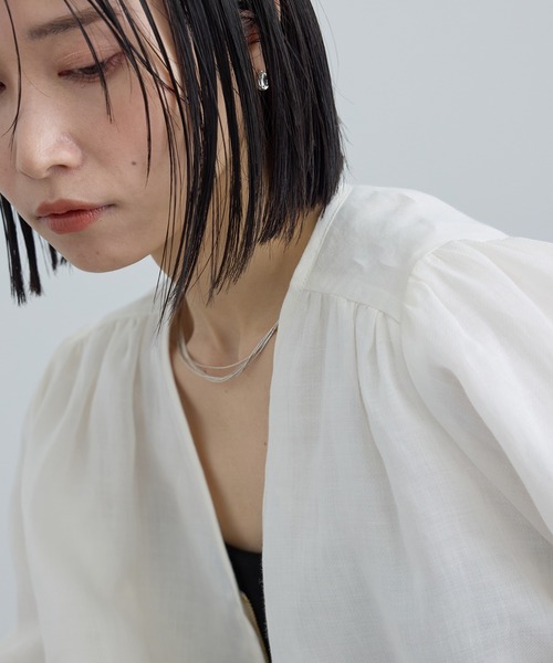 SALON adam et rope'(サロン アダム エ ロペ)の「【WEB限定】ラスターラミーカルゼブルゾン(ブルゾン・レディース・オフホワイト/ダークブラウン・FREE)」の5枚目の写真