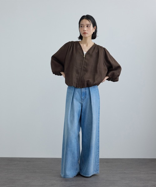 SALON adam et rope'(サロン アダム エ ロペ)の「【WEB限定】ラスターラミーカルゼブルゾン(ブルゾン・レディース・オフホワイト/ダークブラウン・FREE)」の8枚目の写真