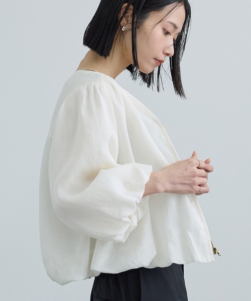 SALON adam et rope'(サロン アダム エ ロペ)の「【WEB限定】ラスターラミーカルゼブルゾン(ブルゾン・レディース・オフホワイト/ダークブラウン・FREE)」の10枚目の写真
