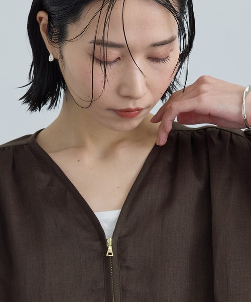SALON adam et rope'(サロン アダム エ ロペ)の「【WEB限定】ラスターラミーカルゼブルゾン(ブルゾン・レディース・オフホワイト/ダークブラウン・FREE)」の13枚目の写真
