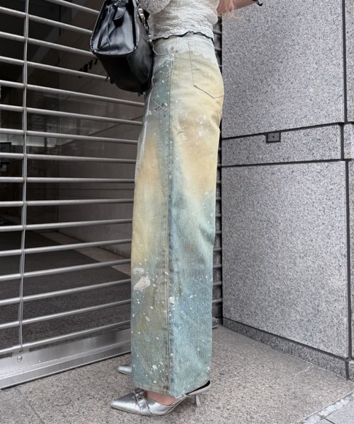 RAY CASSIN(レイカズン)の「レースプリントツイルワイドパンツ(デニムパンツ・レディース・ブラック/スカイブルー・S/M)」の16枚目の写真