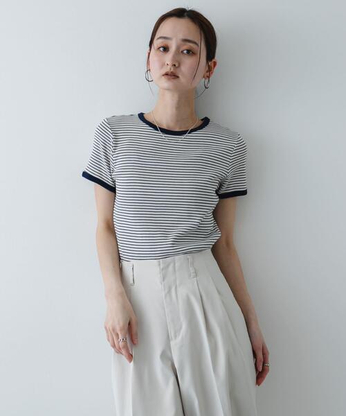 SENSE OF PLACE by URBAN RESEARCH(センスオブプレイスバイアーバンリサーチ)の「『別注』Healthknit×SENSE OF PLACE ボーダーTシャツ(Tシャツ/カットソー・レディース・ホワイト系その他/ブルー系その他/イエロー系その他・ONE)」の4枚目の写真