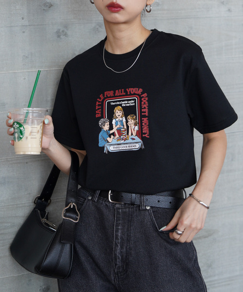 Chillfar(チルファー)の「アソートグラフィックミックスTEE(Tシャツ/カットソー・レディース・ブルー/ブラウン系/ブラウン/ネイビー系1/レッド/ホワイト/ホワイト系2/ホワイト系1/ブラック/ホワイト系/レッド系1/ブルー系1/イエロー系1/イエロー系/チャコール/イエロー/ネイビー系2/ホワイト系3/ネイビー系・FREE)」の6枚目の写真