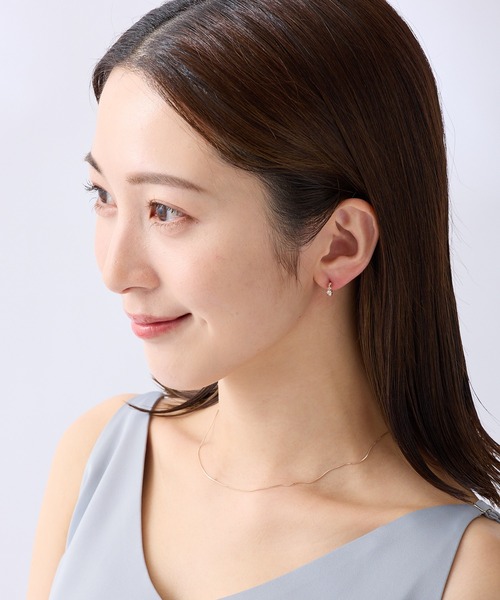 CALIN STANDARD(カリンスタンダード)の「◆金属アレルギー対応◆◆made in japan◆【片手でスムースワンタッチ】ダブルキュービックジルコニア ミニスムースピアス(ピアス(両耳用)・レディース・ピンクゴールド/ゴールド/シルバー・FREE)」の4枚目の写真