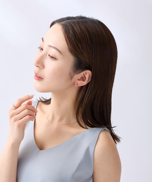 CALIN STANDARD(カリンスタンダード)の「◆金属アレルギー対応◆◆made in japan◆【片手でスムースワンタッチ】ダブルキュービックジルコニア ミニスムースピアス(ピアス(両耳用)・レディース・ピンクゴールド/ゴールド/シルバー・FREE)」の7枚目の写真