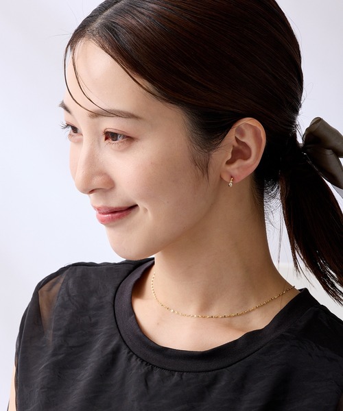 CALIN STANDARD(カリンスタンダード)の「◆金属アレルギー対応◆◆made in japan◆【片手でスムースワンタッチ】ダブルキュービックジルコニア ミニスムースピアス(ピアス(両耳用)・レディース・ピンクゴールド/ゴールド/シルバー・FREE)」の9枚目の写真
