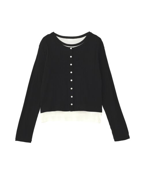 AMERICAN HOLIC(アメリカンホリック)の「【2点SET】配色半袖Tシャツ+針抜きカーディガン(Tシャツ/カットソー・レディース・ブラック/グレー系その他/オフホワイト・M/L)」の21枚目の写真