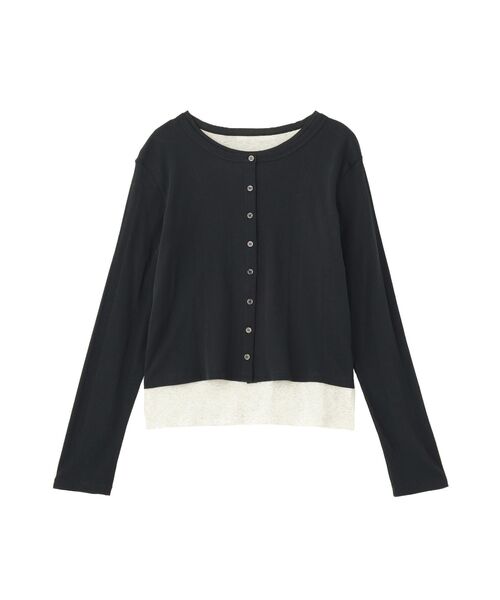 AMERICAN HOLIC(アメリカンホリック)の「【2点SET】配色半袖Tシャツ+針抜きカーディガン(Tシャツ/カットソー・レディース・ブラック/グレー系その他/オフホワイト・M/L)」の22枚目の写真