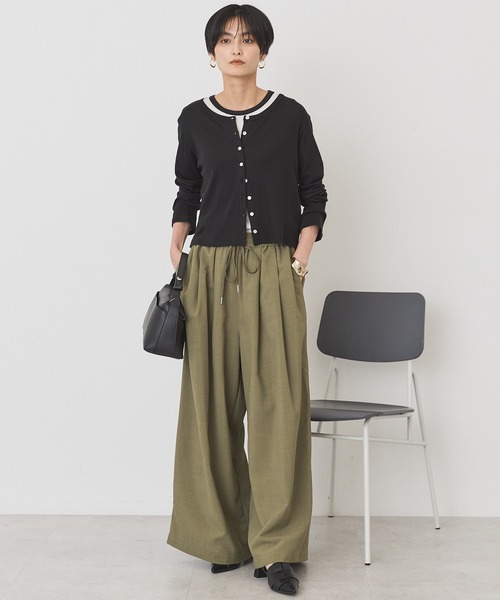 AMERICAN HOLIC(アメリカンホリック)の「【2点SET】配色半袖Tシャツ+針抜きカーディガン(Tシャツ/カットソー・レディース・ブラック/グレー系その他/オフホワイト・M/L)」の8枚目の写真