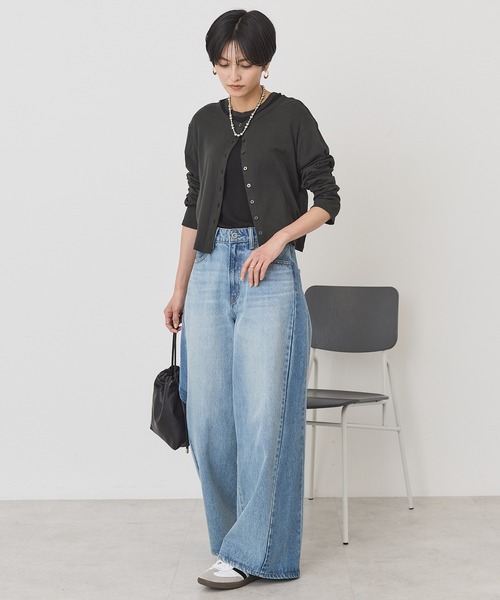 AMERICAN HOLIC(アメリカンホリック)の「【2点SET】配色半袖Tシャツ+針抜きカーディガン(Tシャツ/カットソー・レディース・ブラック/グレー系その他/オフホワイト・M/L)」の11枚目の写真