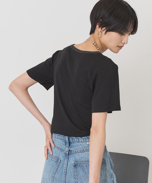 AMERICAN HOLIC(アメリカンホリック)の「【2点SET】配色半袖Tシャツ+針抜きカーディガン(Tシャツ/カットソー・レディース・ブラック/グレー系その他/オフホワイト・M/L)」の9枚目の写真
