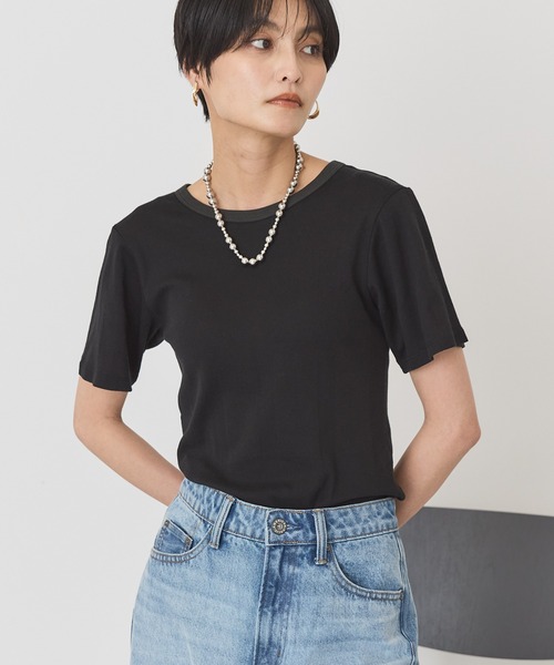 AMERICAN HOLIC(アメリカンホリック)の「【2点SET】配色半袖Tシャツ+針抜きカーディガン(Tシャツ/カットソー・レディース・ブラック/グレー系その他/オフホワイト・M/L)」の10枚目の写真