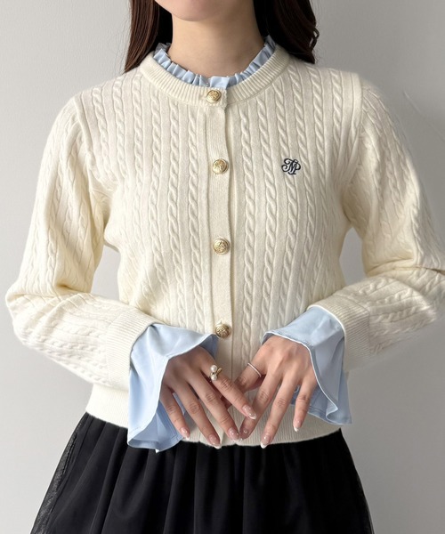 mipiarl(ミピアール)の「フリルドッキングニットカーディガン(カーディガン/ボレロ・レディース・ライトブルー/ネイビー/ピンク/チャコール/アイボリー・MEDIUM/LARGE)」の2枚目の写真