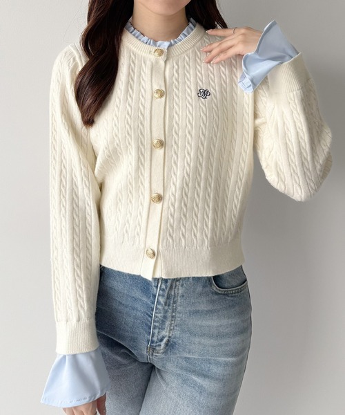 mipiarl(ミピアール)の「フリルドッキングニットカーディガン(カーディガン/ボレロ・レディース・ライトブルー/ネイビー/ピンク/チャコール/アイボリー・MEDIUM/LARGE)」の6枚目の写真