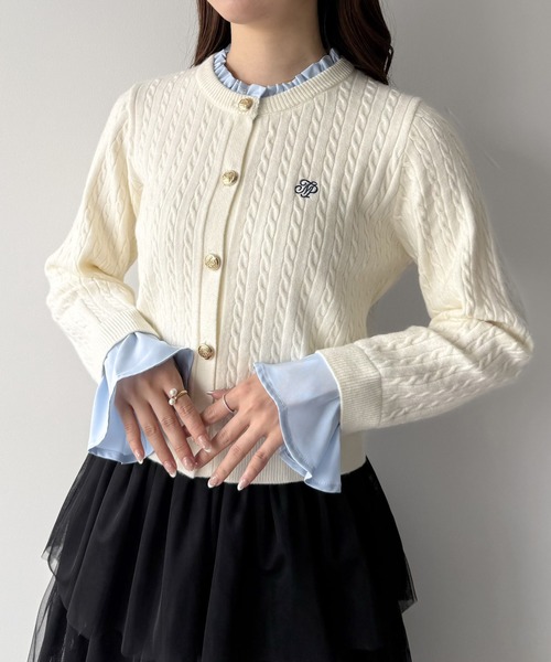 mipiarl(ミピアール)の「フリルドッキングニットカーディガン(カーディガン/ボレロ・レディース・ライトブルー/ネイビー/ピンク/チャコール/アイボリー・MEDIUM/LARGE)」の8枚目の写真