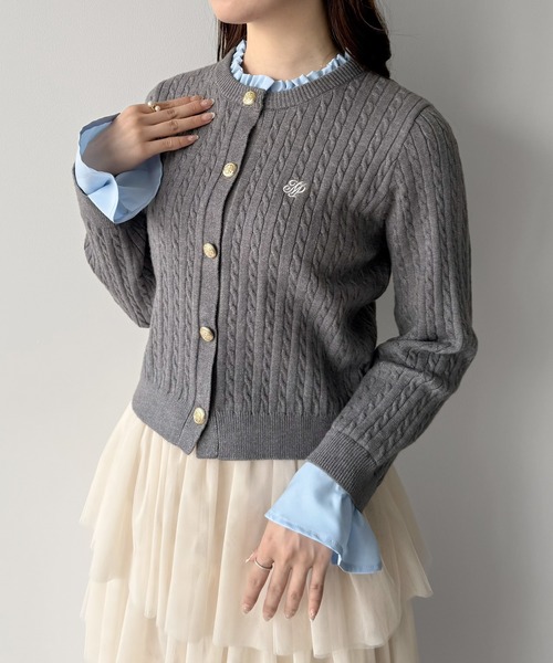 mipiarl(ミピアール)の「フリルドッキングニットカーディガン(カーディガン/ボレロ・レディース・ライトブルー/ネイビー/ピンク/チャコール/アイボリー・MEDIUM/LARGE)」の11枚目の写真