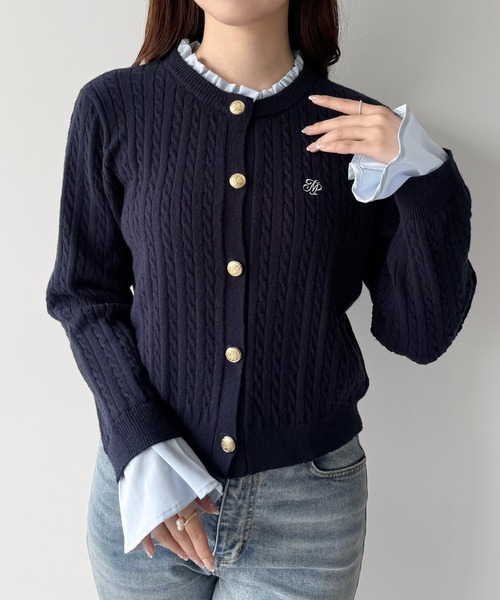 mipiarl(ミピアール)の「フリルドッキングニットカーディガン(カーディガン/ボレロ・レディース・ライトブルー/ネイビー/ピンク/チャコール/アイボリー・MEDIUM/LARGE)」の12枚目の写真