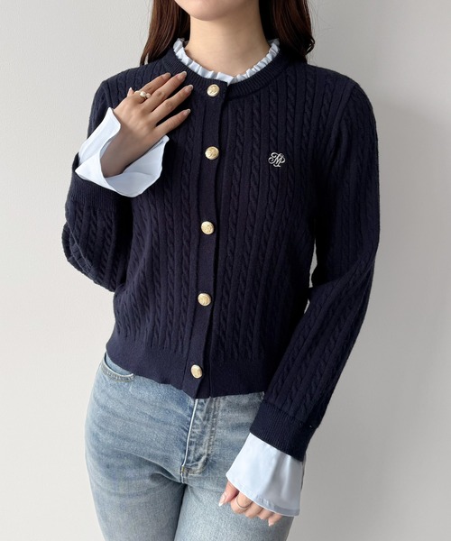 mipiarl(ミピアール)の「フリルドッキングニットカーディガン(カーディガン/ボレロ・レディース・ライトブルー/ネイビー/ピンク/チャコール/アイボリー・MEDIUM/LARGE)」の13枚目の写真