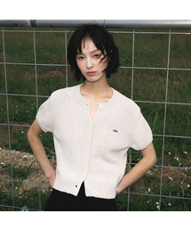 Boucle Short Sleeve Cardigan [Ivory]