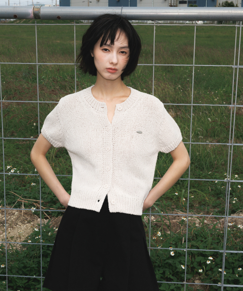 DEHEVE（デヘヴェ）の「Boucle Short Sleeve Cardigan [Ivory]（カーディガン/ボレロ・レディース・アイボリー・OS）」の5枚目の写真