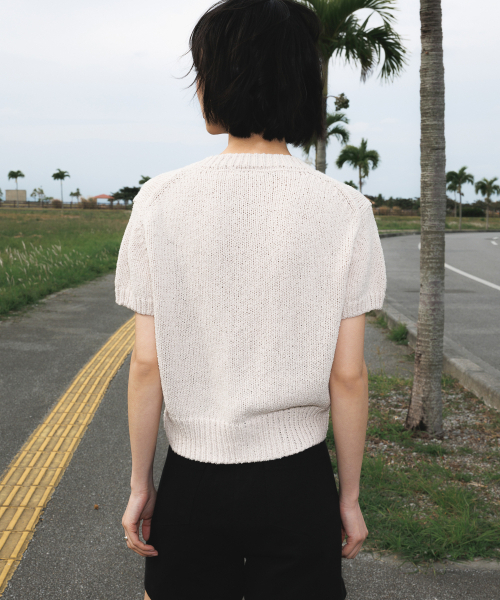 DEHEVE（デヘヴェ）の「Boucle Short Sleeve Cardigan [Ivory]（カーディガン/ボレロ・レディース・アイボリー・OS）」の8枚目の写真