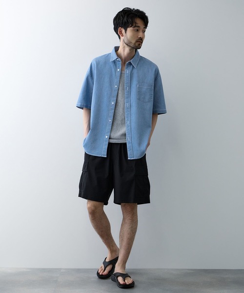 NAVY（ネイビー）の「【NAVY / ネイビー】 ブリーズデニム 半袖レギュラーカラーシャツ（シャツ/ブラウス・メンズ・サックスブルー/オフホワイト/グレー/ブルー・S/M/L/XL）」の19枚目の写真