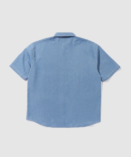 NAVY（ネイビー）の「【NAVY / ネイビー】 ブリーズデニム 半袖レギュラーカラーシャツ（シャツ/ブラウス・メンズ・サックスブルー/オフホワイト/グレー/ブルー・S/M/L/XL）」の10枚目の写真