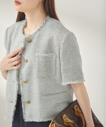 journal standard L'essage（ジャーナルスタンダードレサージュ）の「GIOLICA ツイードメッシュショートスリーブ ジャケット（ノーカラージャケット）」