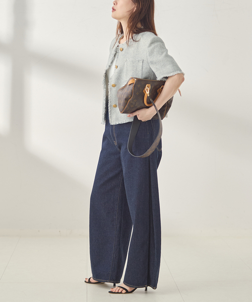 journal standard L'essage(ジャーナルスタンダードレサージュ)の「GIOLICA ツイードメッシュショートスリーブ ジャケット(ノーカラージャケット・レディース・グレー・FREE)」の7枚目の写真