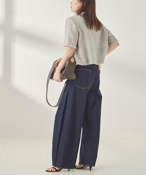 journal standard L'essage(ジャーナルスタンダードレサージュ)の「GIOLICA ツイードメッシュショートスリーブ ジャケット(ノーカラージャケット・レディース・グレー・FREE)」の8枚目の写真