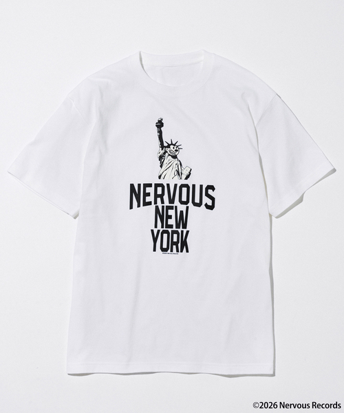 JOURNAL STANDARD(ジャーナルスタンダード)の「Nervous Records / ナーヴァス・レコーズ × JOURNAL STANDARD New York(Tシャツ/カットソー・メンズ・ホワイト/ブラック・MEDIUM/X-LARGE/LARGE)」の1枚目の写真