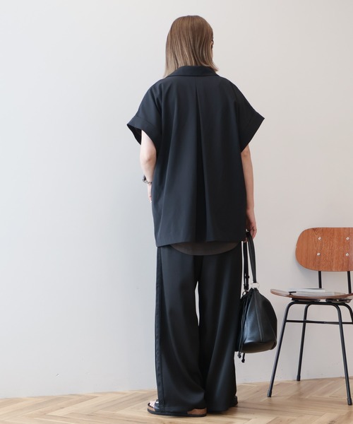 AMERICAN HOLIC(アメリカンホリック)の「【UVカット・遮熱・吸水速乾・接触冷感】フレンチスリーブジャケット(テーラードジャケット・レディース・ブラック/アイボリー・L/M)」の13枚目の写真