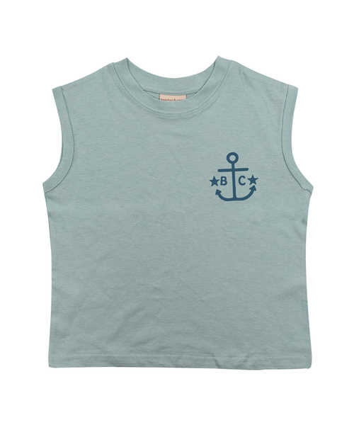 BEACHESAND CREAM KIDS(ビーチスアンドクリームキッズ)の「ビシーアンカー 袖なしTシャツ - グレイッシュミント(Tシャツ/カットソー・レディース・ミント・SMALL/MEDIUM/LARGE)」の1枚目の写真