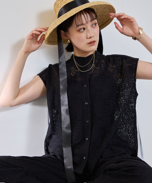 CROSS FUNCTION(クロスファンクション)の「サマ美え レースフレンチスリーブブラウス【CROSS FUNCTION/クロスファンクション】(シャツ/ブラウス・レディース・ブラック/アイボリー・LL/L/M)」の19枚目の写真