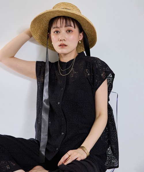 CROSS FUNCTION(クロスファンクション)の「サマ美え レースフレンチスリーブブラウス【CROSS FUNCTION/クロスファンクション】(シャツ/ブラウス・レディース・ブラック/アイボリー・LL/L/M)」の20枚目の写真