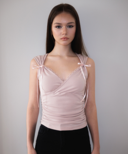 ROSEFRANTZ（ロゼフランツ）の「Lace-trim Ribbon Muse Sleeveless [Pink]（Tシャツ/カットソー・レディース・PINK・OS）」の10枚目の写真