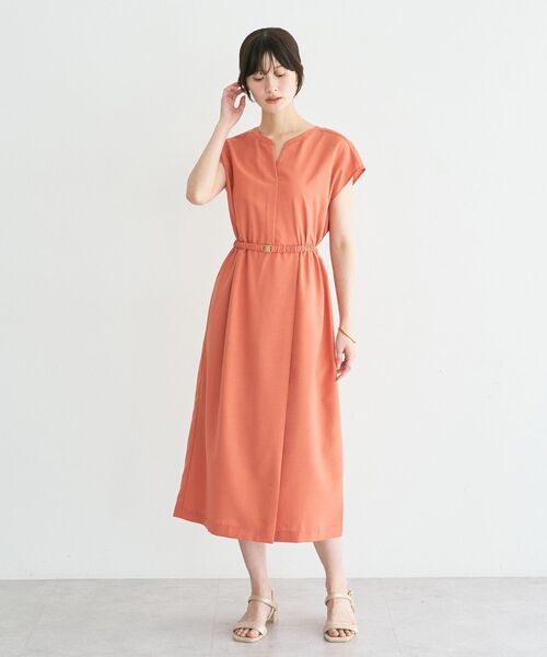 YECCA VECCA(イェッカヴェッカ)の「リネンライクスキッパーワンピース(ワンピース・レディース・ネイビー/グリーン/オレンジ/ライトベージュ・FREE)」の4枚目の写真