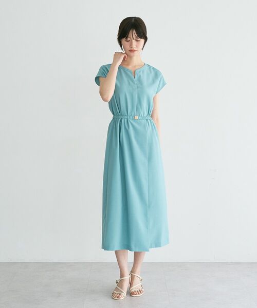 YECCA VECCA(イェッカヴェッカ)の「リネンライクスキッパーワンピース(ワンピース・レディース・ネイビー/グリーン/オレンジ/ライトベージュ・FREE)」の8枚目の写真